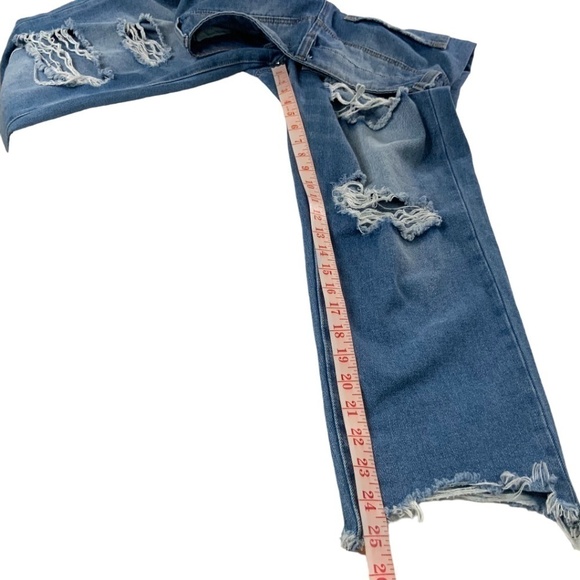 INDIGO REIN Ankle Grazer Distressed Straight Leg High Rise Jeans Sz 27 - Picture 7 of 10